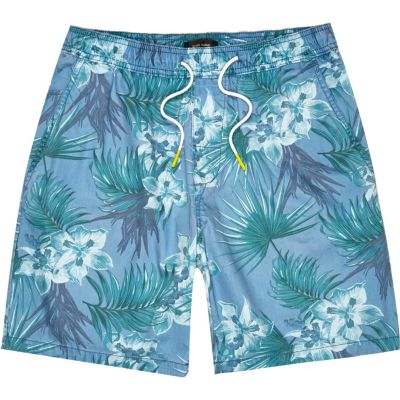 Blue tropical print shorts